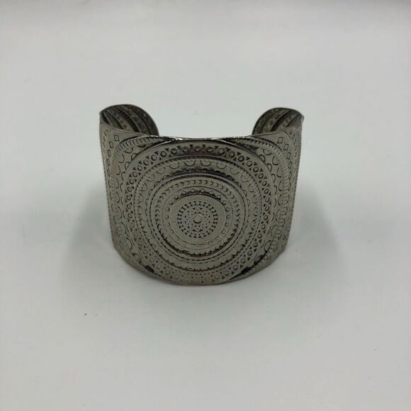 Abstract Metal Silver Tone Women's Cuff Bracelet Fashion Costume Jewelry - Picture 5 of 9